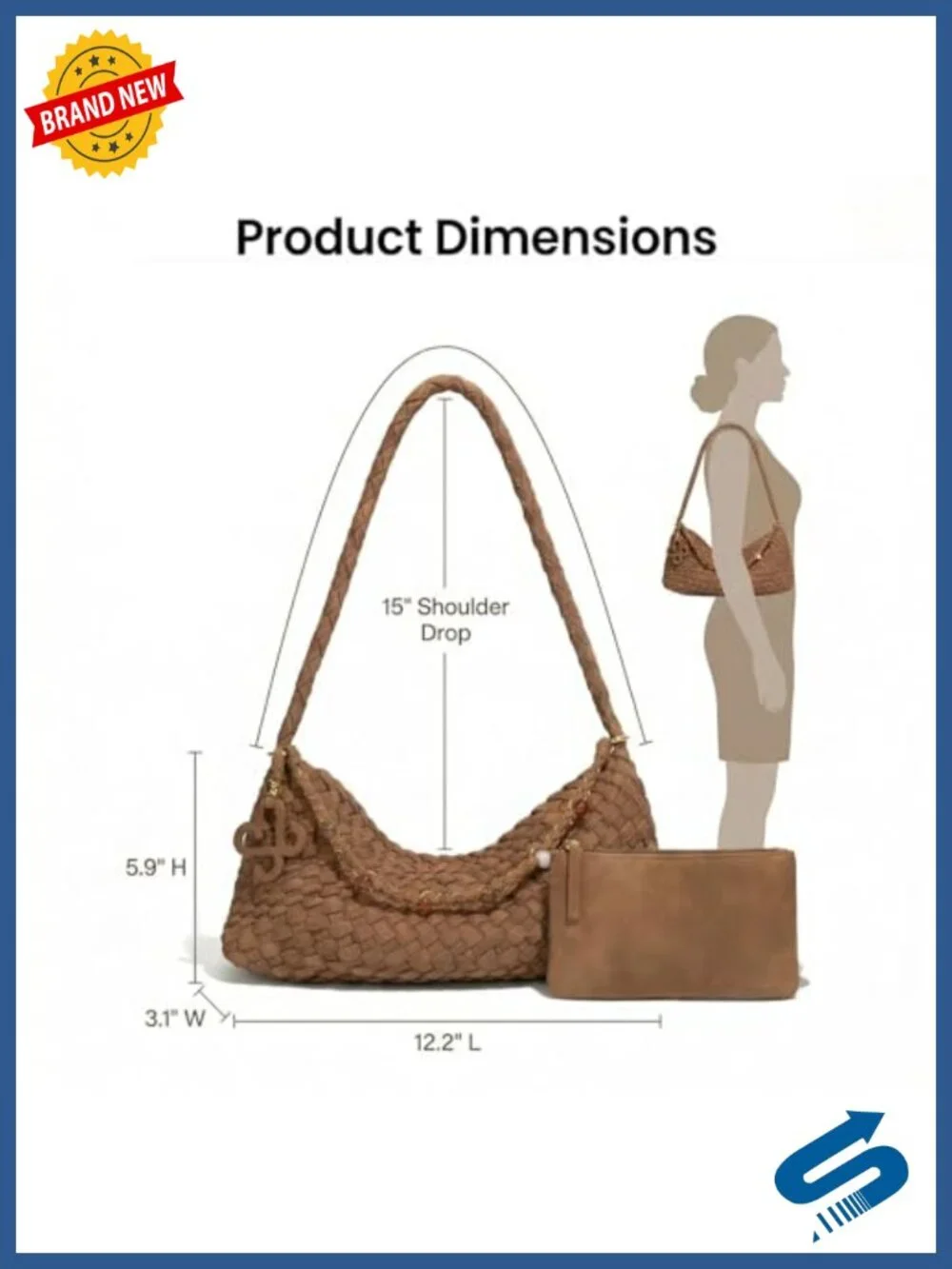 Small Faux Suede Woven Hobo Handbag with Pouch, Slouchy Shoulder Tote